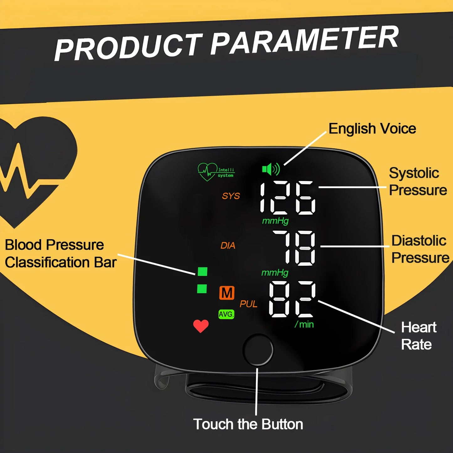 NEW Arrivals Rechargeable Wrist Blood Pressure Monitor Medical Voice Digital Display Health Sphygmomanometer Tonometer Device Health Care Supplies