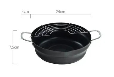 Japanese Deep Frying Pot with a Thermometer and a Lid 304 Stainless Steel Kitchen Tempura Fryer Pan 20 24 cm