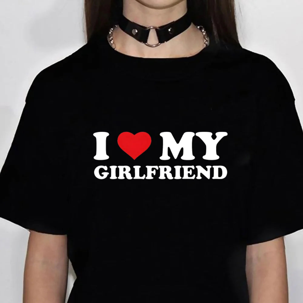 NEW Arrivals S-2XL UK Size 7 Patterns *I Love My Boyfriend I Love My Girlfriend* Girls Boys Outdoor Streetwear T-Shirts Summer Beach Casual Clothes