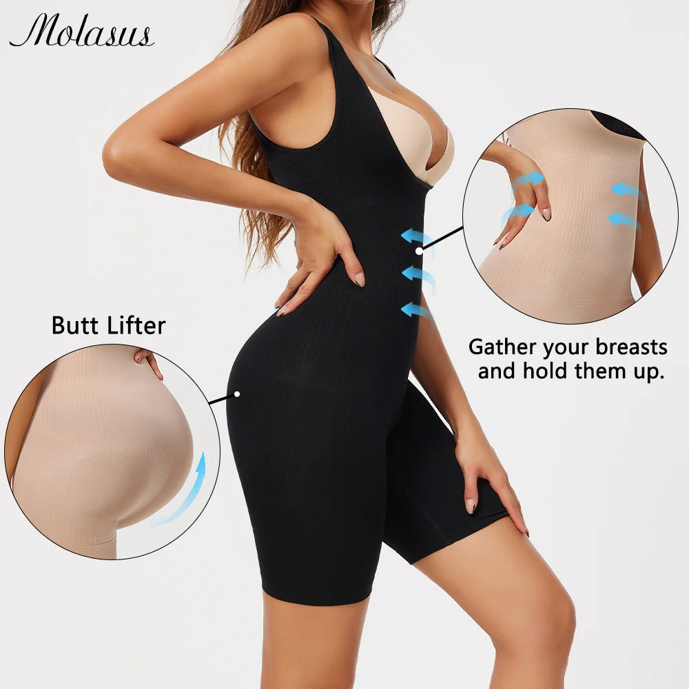NEW Arrivals 2PCS Set S-2XL Women Tighten Up Breast Bodysuit Boxer Briefs Underwear Shapewear Butt Lifter New Tummy Control Body Shaper Slimming Bodysuits