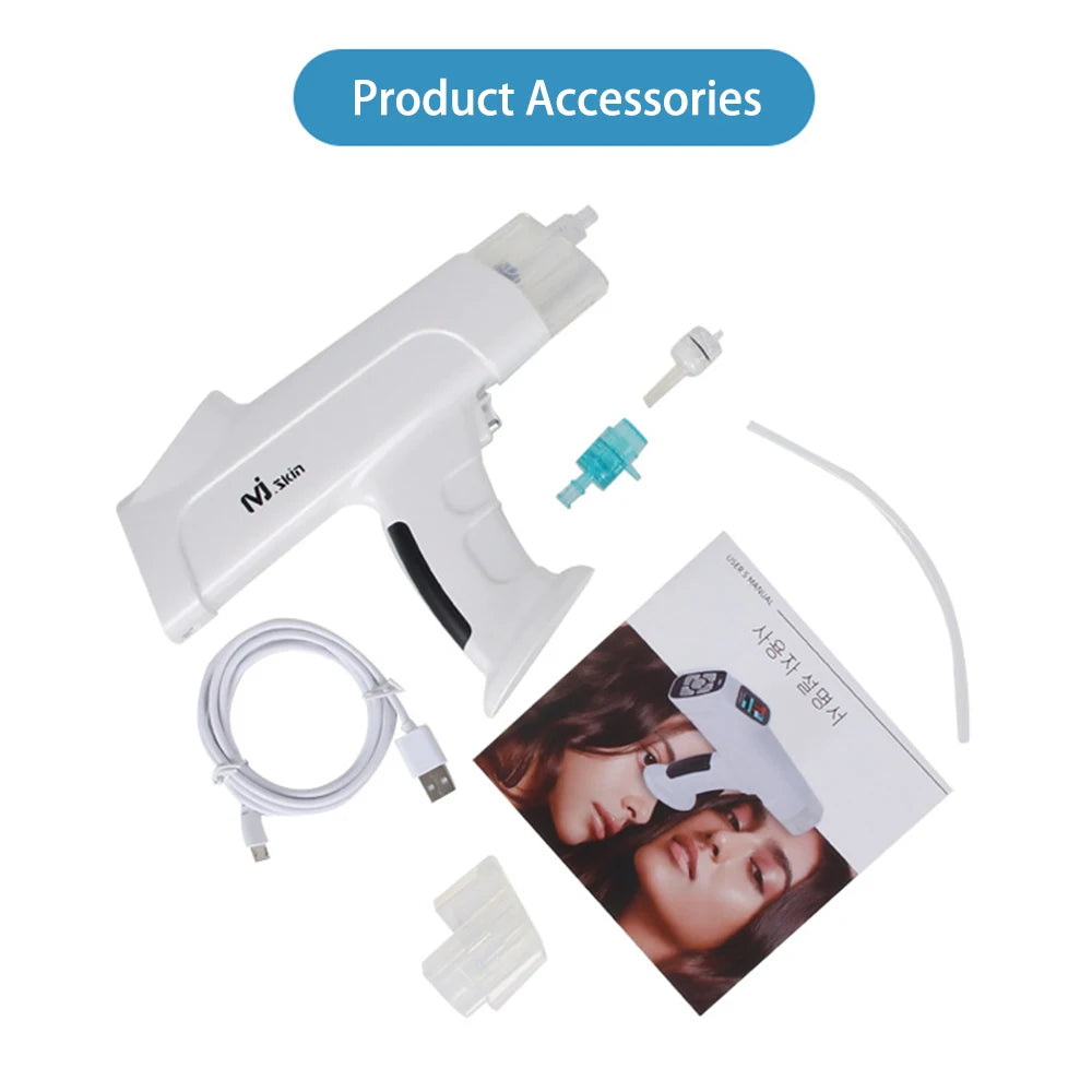 MJ Skin Care Mesotherapy Hyaluronic Injection Electric Gun Hydra Injector Device for Skin Booster Hydration Rejuvenation Wrinkle Removal Whitening Moisture Device UK/EU/AU/US Plug Women Beauty Salon Accessories Skin Care Supp