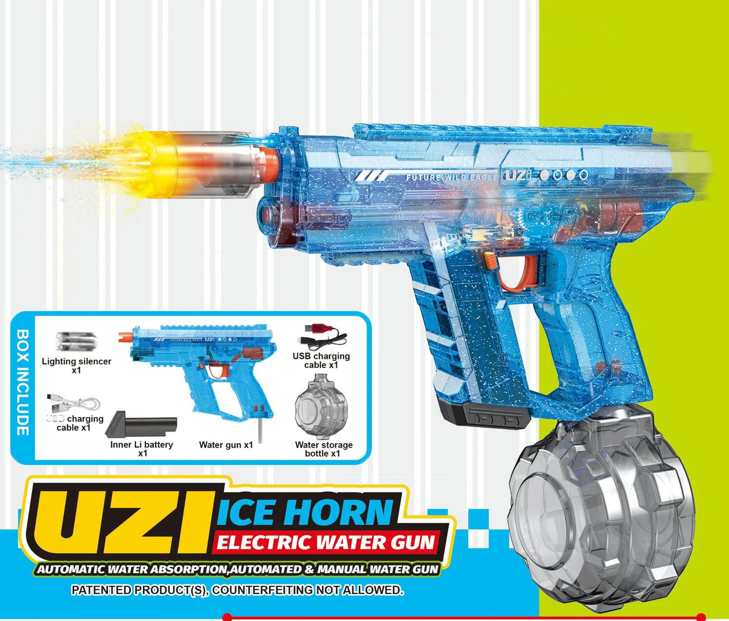 NEW Arrivals UZI Electric Water Gun Toys Beach Water Pool Games Bursts Adult-Children's High-Pressure Strong Charging Energy Water Automatic Water Spray Toy Guns Summer Sports Games Fun Toys Supplies
