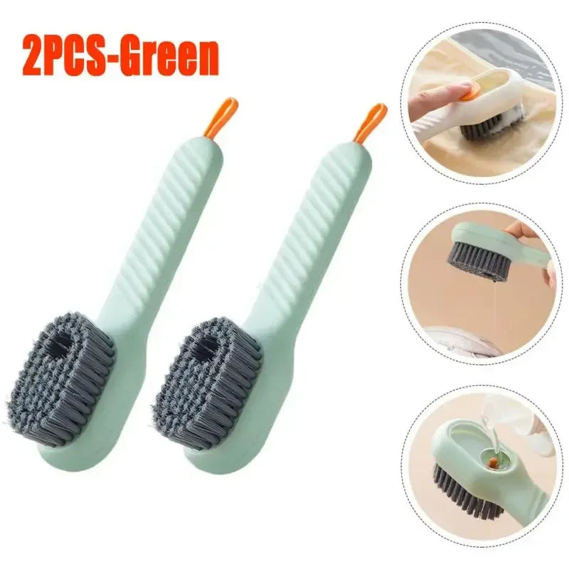 NEW Arrivals 4PCS Set Green/White Fashion Multifunction Shoes Sport Sneakers Boots Brush Soft Bristled Liquid Filled Up Wash Shoe Cleaning House Accessories Clean Kitchen Tools
