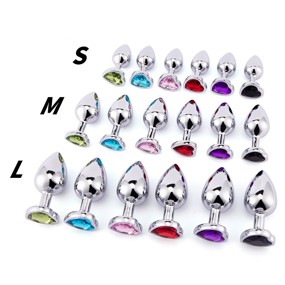 3 Sizes Anal Plug Mini Heart Smooth Metal Stainless Steel Crystal Butt Plug Stimulator Smaller Anal Sex Toys For Men Women Anus