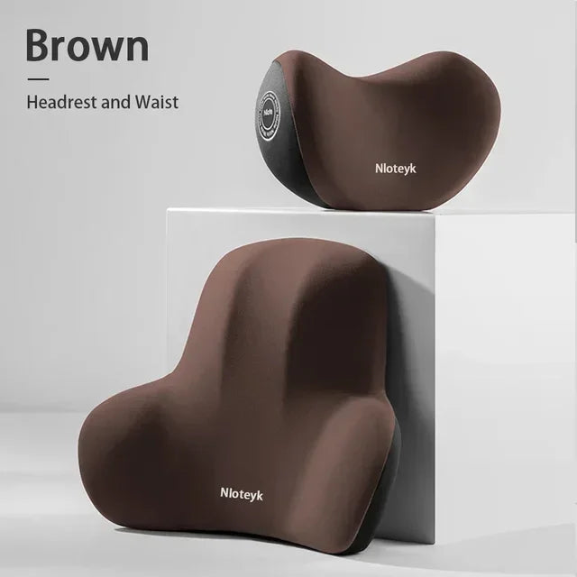 NEW Arrivals 2PCS Set 3 Colors Car Memory Foam Lumbar Support Cushion, Polyester Fabric, Anti-Slip, Washable, Ergonomic Design, Slow Rebound Memory Material