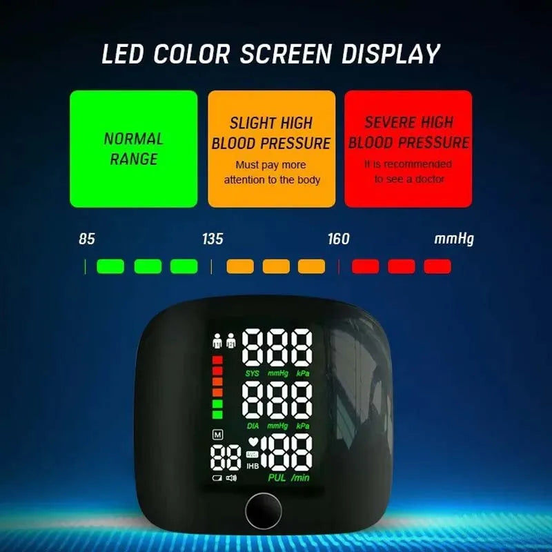 Rechargeable Wrist Blood Pressure Monitor Medical English Voice Digitlal Tensiometro Health Sphygmomanometer Tonometer