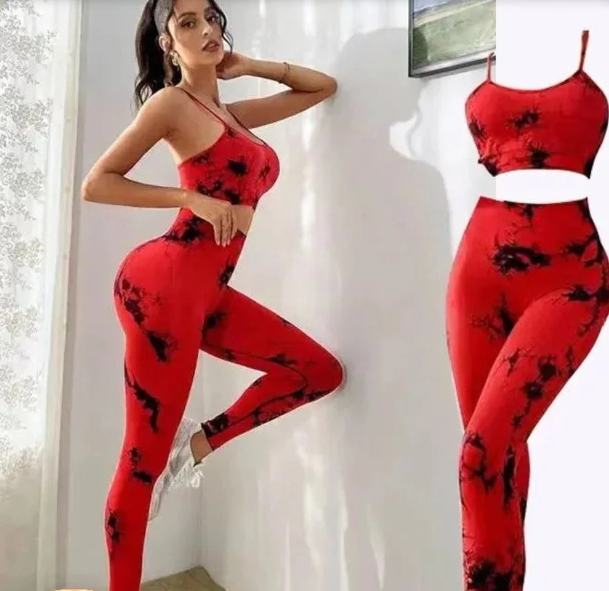 Tie Dye Yoga Women's Tracksuit Fitness Yoga Sets Sportswear Workout Bra+High Waist Leggings Gym Clothing Seamless Sports Suits