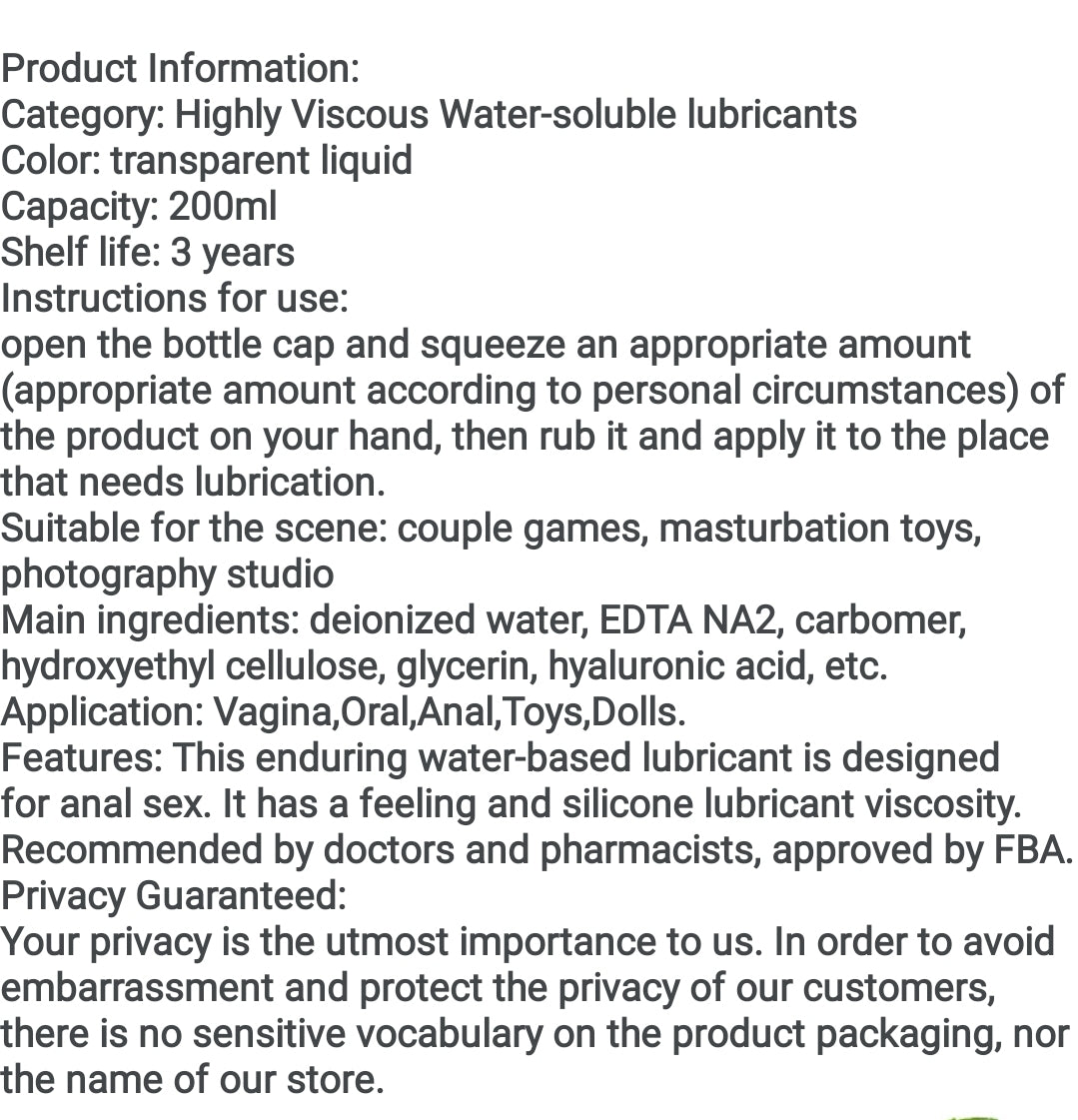 200ml Water Base Lubricant of Sex Anal Oil ,Vagina Gel Intimate Body SPA Massage Oil Japan AV Lube Cream for Adults Masturbation