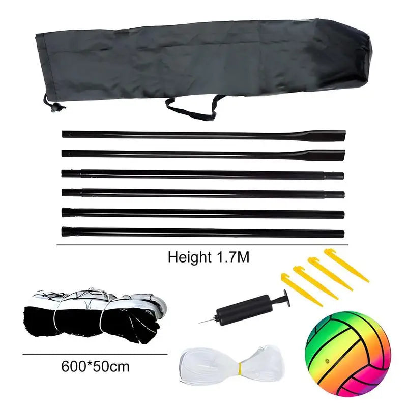 NEW Arrivals Professional Set Volleyball Kit Net Heavy Duty Sports Net Badminton Net Rack Volleyball Nets With Storage Bag + Stands Outdoor Camping Beach Volley Accessories Sports Supplies