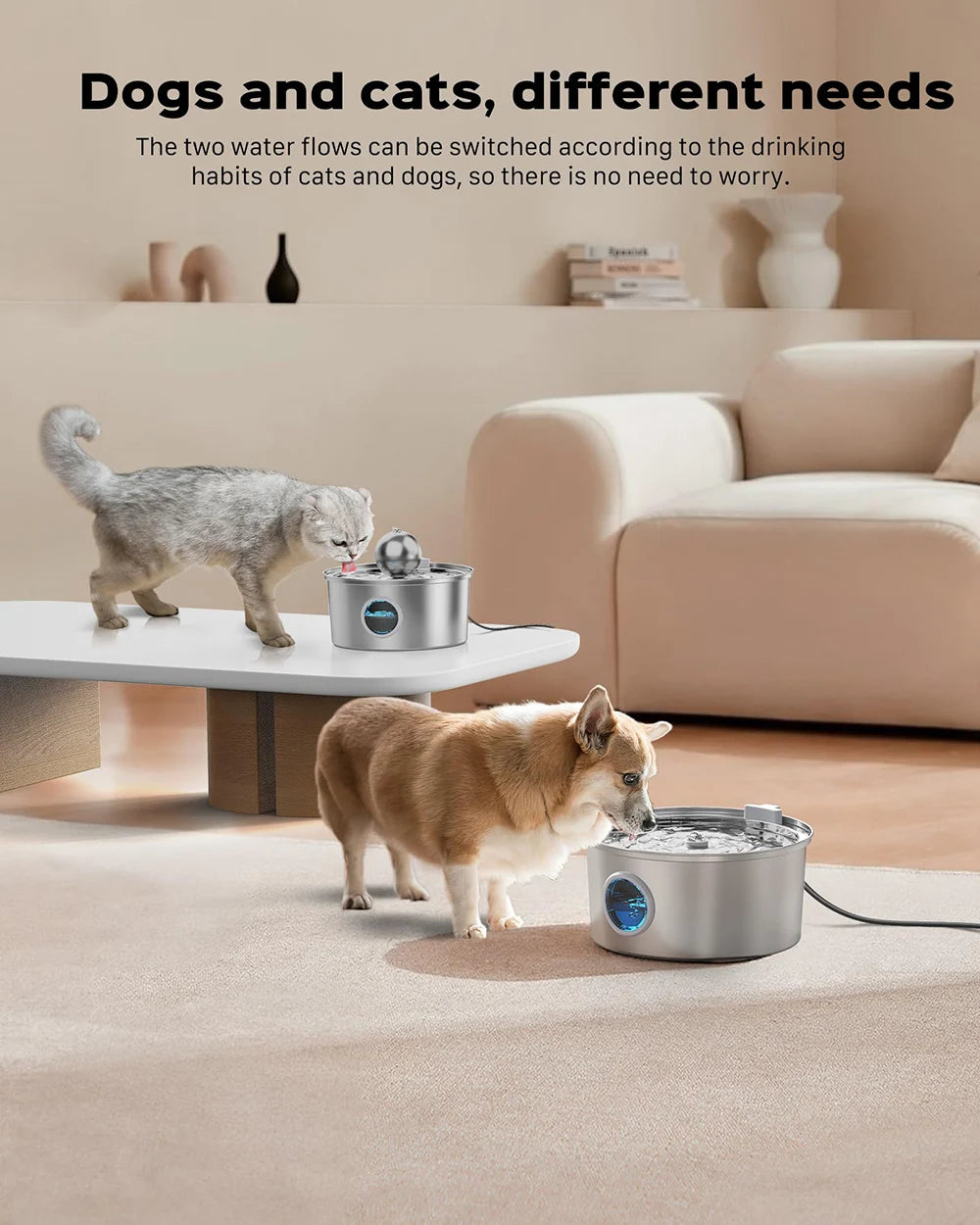 NEW Arrivals 4L Cat Drinking Fountain Stainless Steel Pet Water Feeder with Window Silent Automatic Cat Dog Water Feeder Not Plug