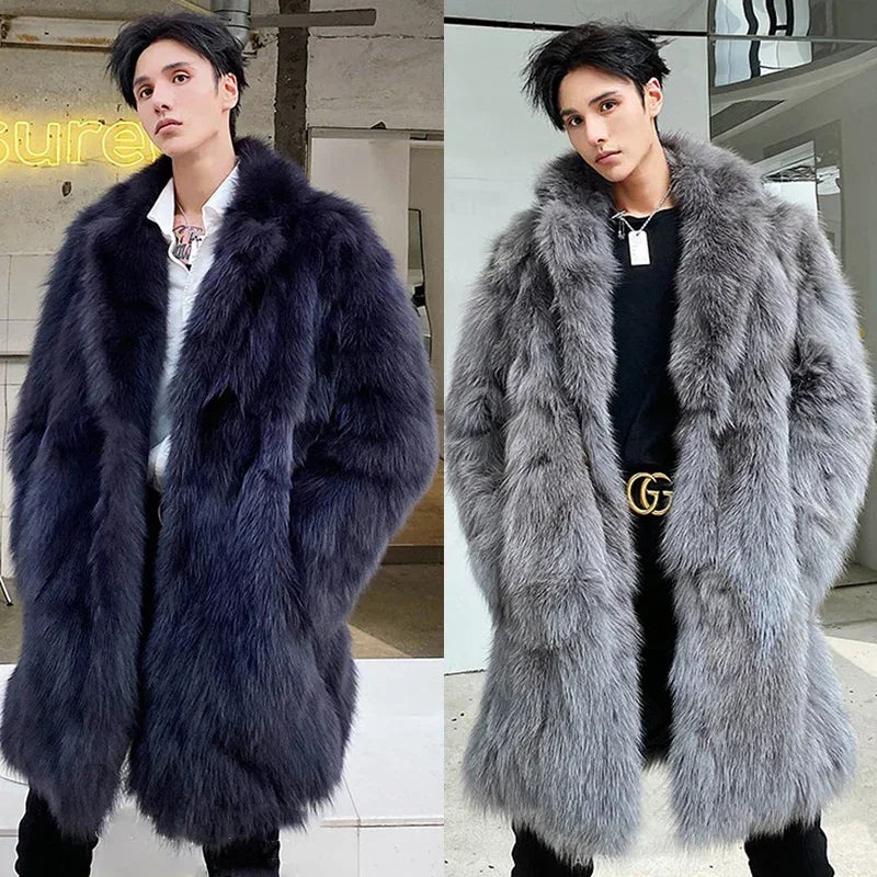 NEW BIG SAVE Winter Fur Coat Jacket Thick Men Lapel Warm Luxury Faux Fur Black Furry Shaggy Outerwear Windbreaker Snow Clothes Supplies Men Luxury Fashion Clothing Products