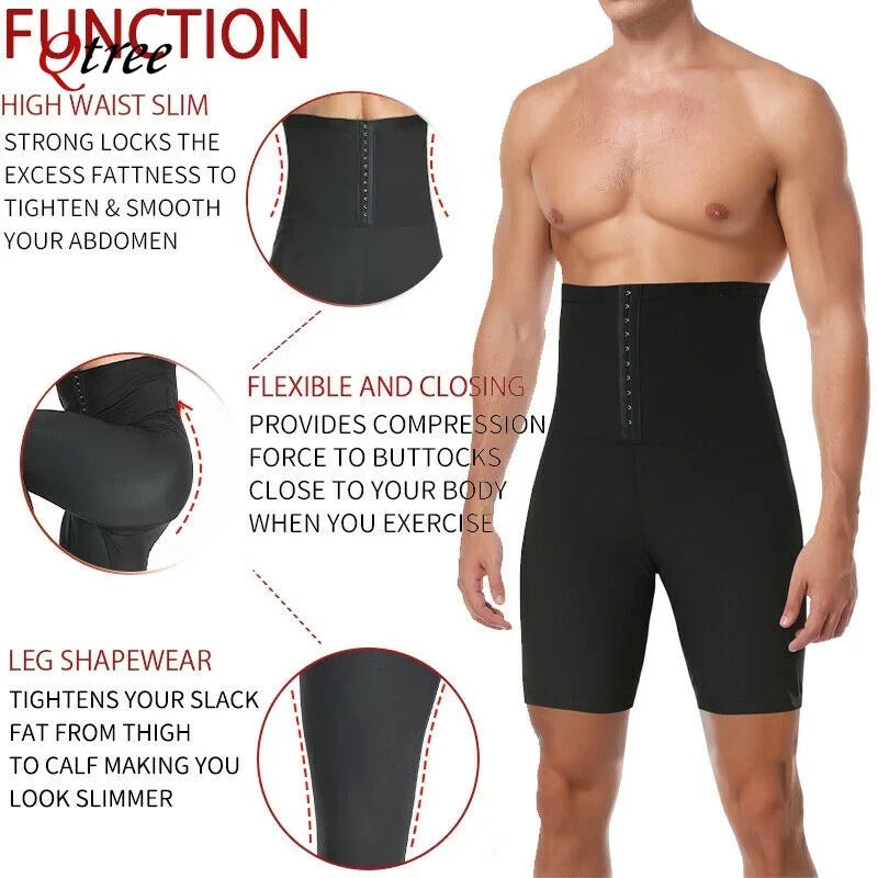 NEW Arrivals S-5XL(100Kg+) Plus Size Slimming Body Shaper Men Tummy Control Shorts Lose Weight Thermal Sauna Sweat Half Pants Burns Fat Abdomen Reducer Fitness Sports Apparel Supplies