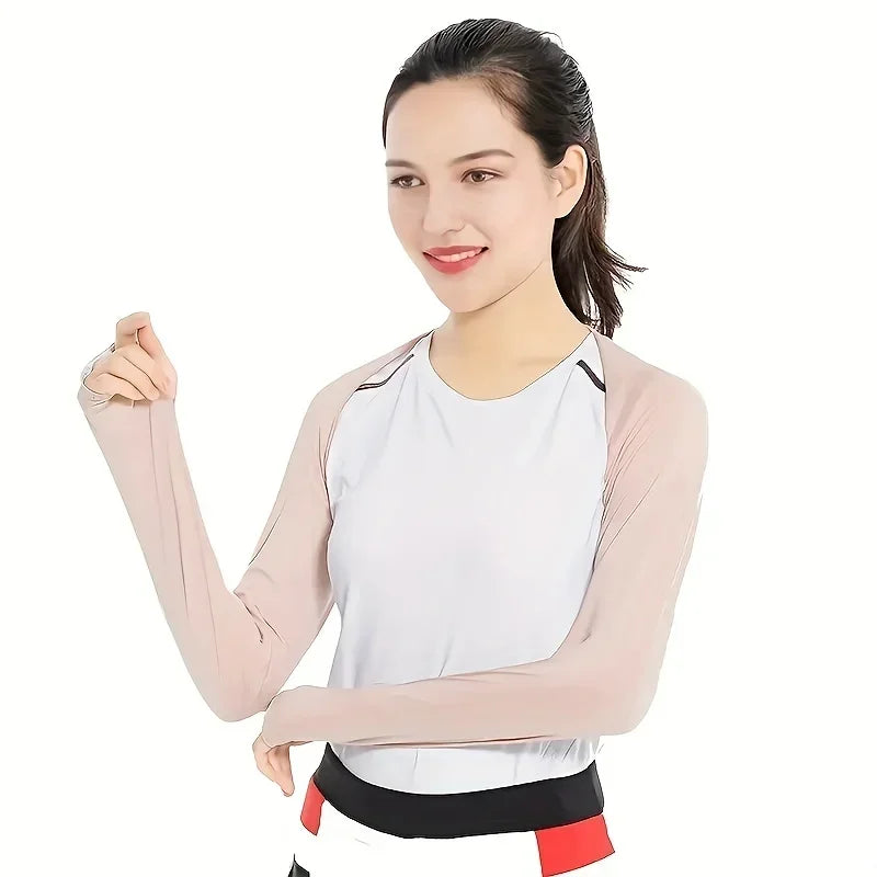 NEW Arrivals Summer Sun Protection Shawl Sleeves Outdoor UV Protection Ice Silk Raglan Sleeves Suitable For Running, Golf And Cycling Women Sports Apparel Accessories