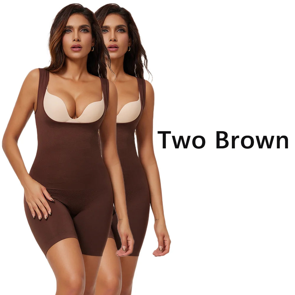 NEW Arrivals 2PCS Set S-2XL Women Tighten Up Breast Bodysuit Boxer Briefs Underwear Shapewear Butt Lifter New Tummy Control Body Shaper Slimming Bodysuits