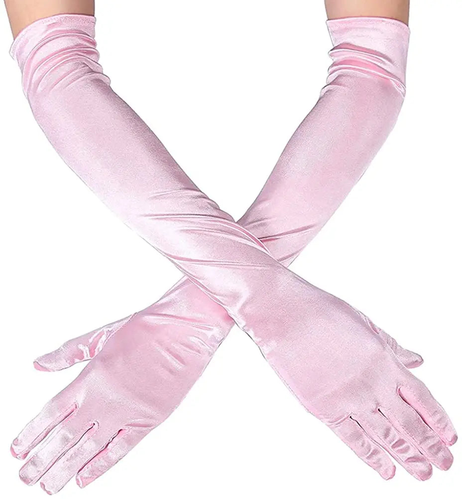 NEW Luxury Opera Satin Gloves Elegant Purple Red Black White Bridal Party Gloves for Wedding Prom One Size Fashion Stretch Women purple Gloves Girls Ladies Luxury Fashion Apparel Accessories Clothing Supplies