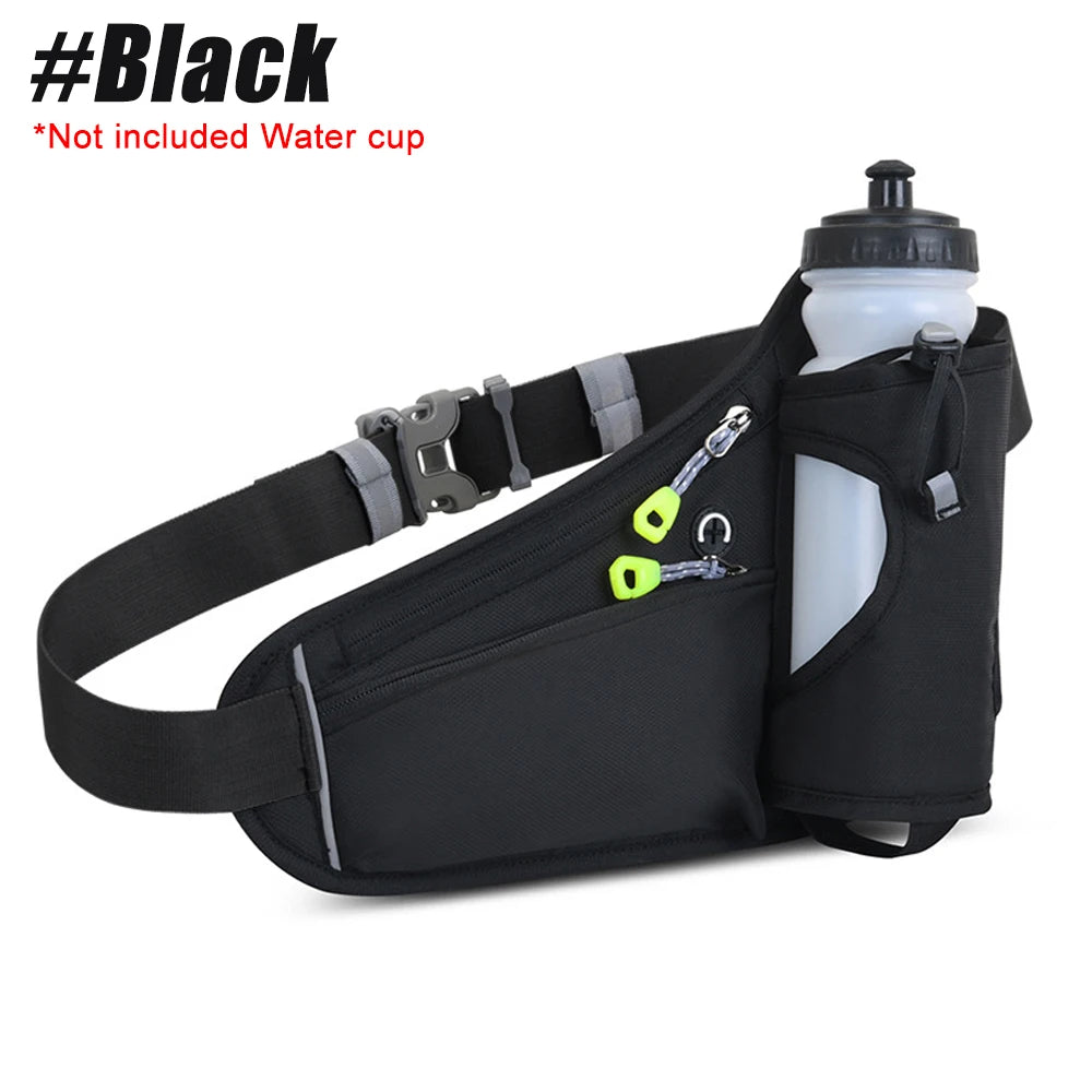 NEW Arrivals 6 Colors Waterproof Running Waist Bag Cycling Bumbags with Water Bottle Holder Travel Walking Dog Sport Waist Bag& Reflective Strips