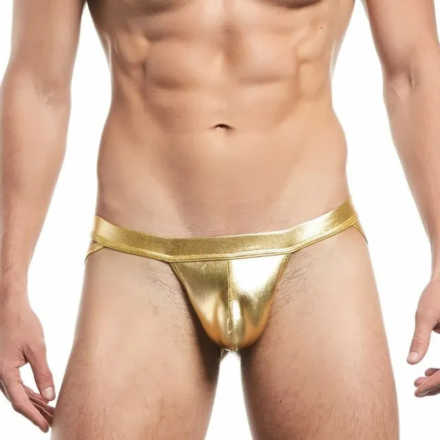 Mens G String Cover Penis PU Leather Jockstrap Underwear Erotic Panties Sexy Lingerie Hot Sexy Male's Thongs Lingerie