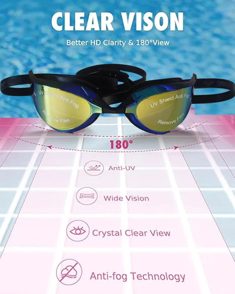 NEW 2PCS Set 3 Colors 100% Original ARENA Professional UV Protection Goggles + Case Adults Racing Goggles Anti-Fog Glasses Waterproof HD Swimming Eyewear Adjustable Swimming Accessories