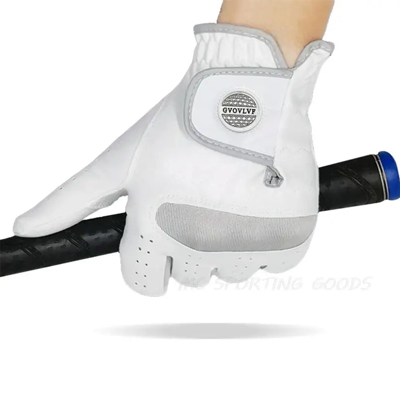 1pc Men's Golf Glove Micro Soft Fabric Breathable Golf Gloves With Magnetic Marker Replaceable White Glove