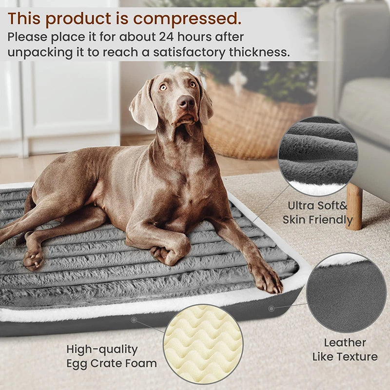 Soft Orthopedic Dog Bed Washable Nonslip Egg Crate Foam Kennel Pad Pet Sleeping Mat Cushion For Small Medium Large Breed