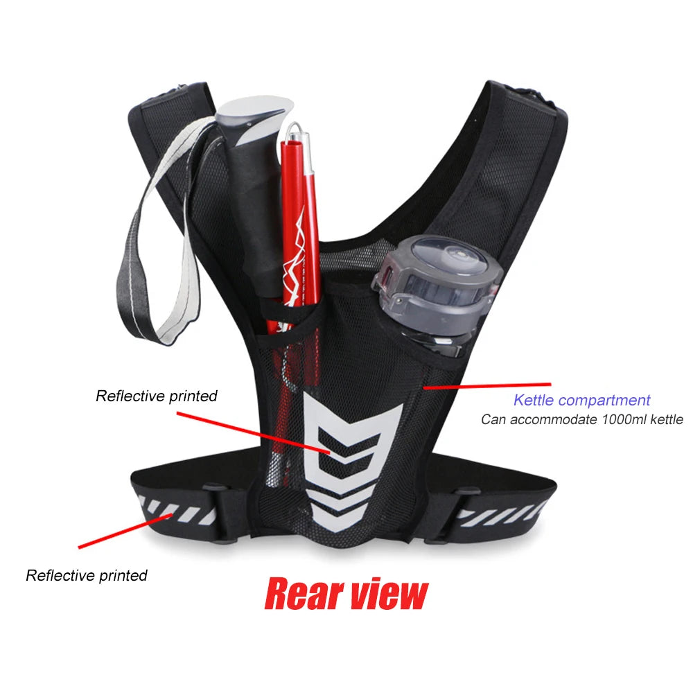 NEW Arrivals Reflective Running Vest, Backpack Mesh Breathable Hydration Pack Lightweight Elastic Women Men Large Capacity for Outdoor Bicycle Running Night Walking Sports Backpack