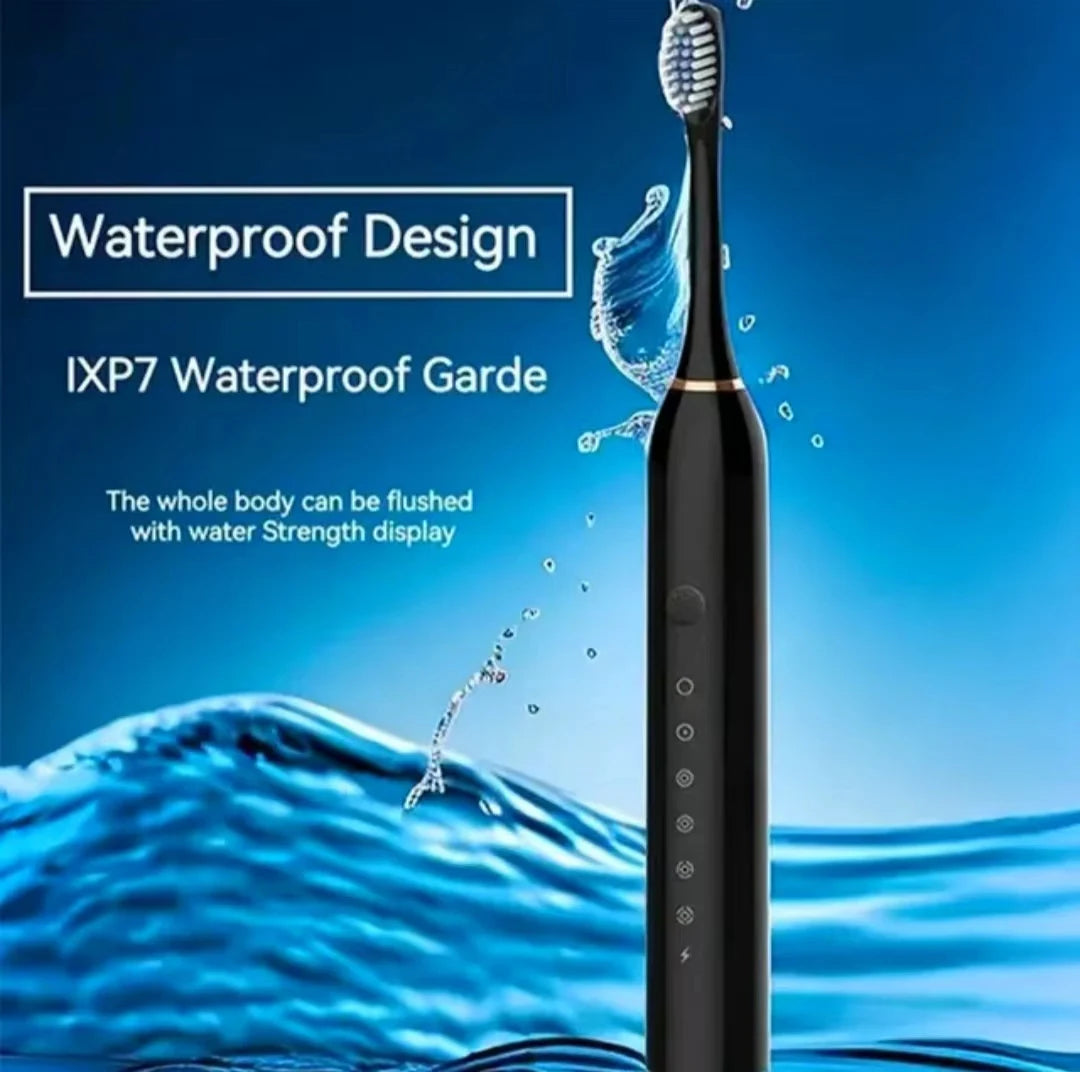NEW Arrivals 2 Heads 3 Brushes Set Sonic Electric Toothbrush for Adults IPX7 Waterproof DuPont Brush Head USB Rechargeable High Frequency Cleaning 6 Cleaning Modes
