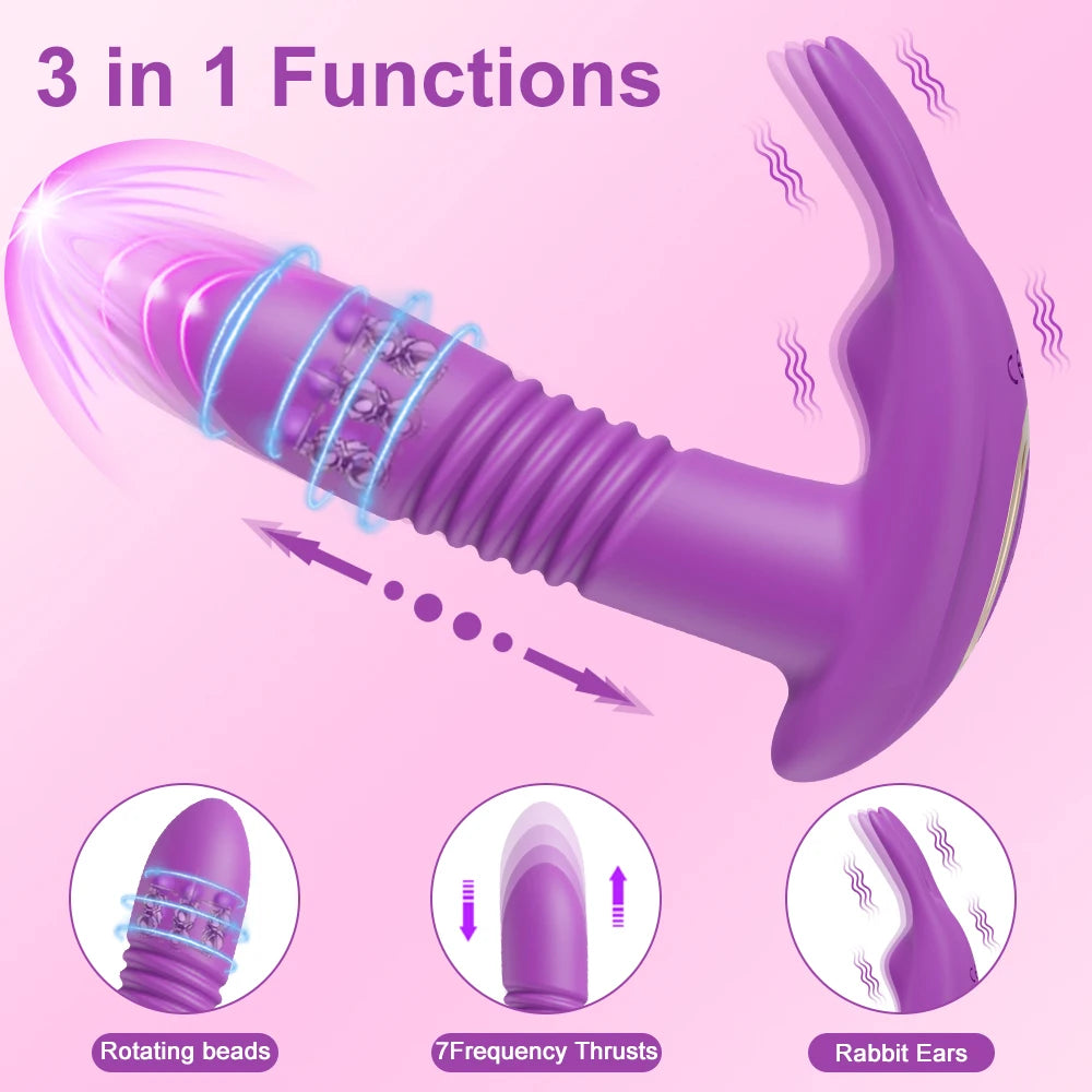 APP Bluetooth Thrusting Vibrator for Women Clitoris Stimulator Rotating Telescopic Dildo Remote Control G Spot Adults Sex Toy