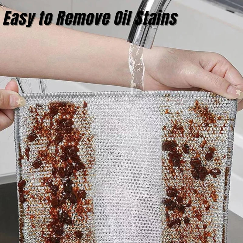 NEW 30PCS Set Double Layer Magic Cleaning Cloth Thickened Double-Sided Metal Steel Wire Rags Kitchen Dish Pot Wash Dishing Cloths Towel Clean Tools Household Supplies