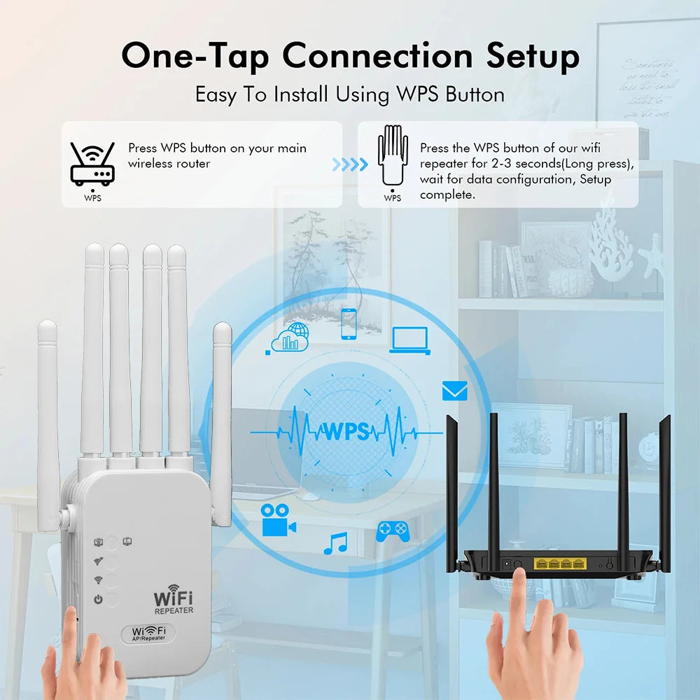 NEW Arrivals 300Mbps Single frequency Wi-Fi Repeater Wireless WIFI Extender Wi-Fi Booster 2.4G Network Amplifier 360° Full Coverage Signal Home Electronic Supplies