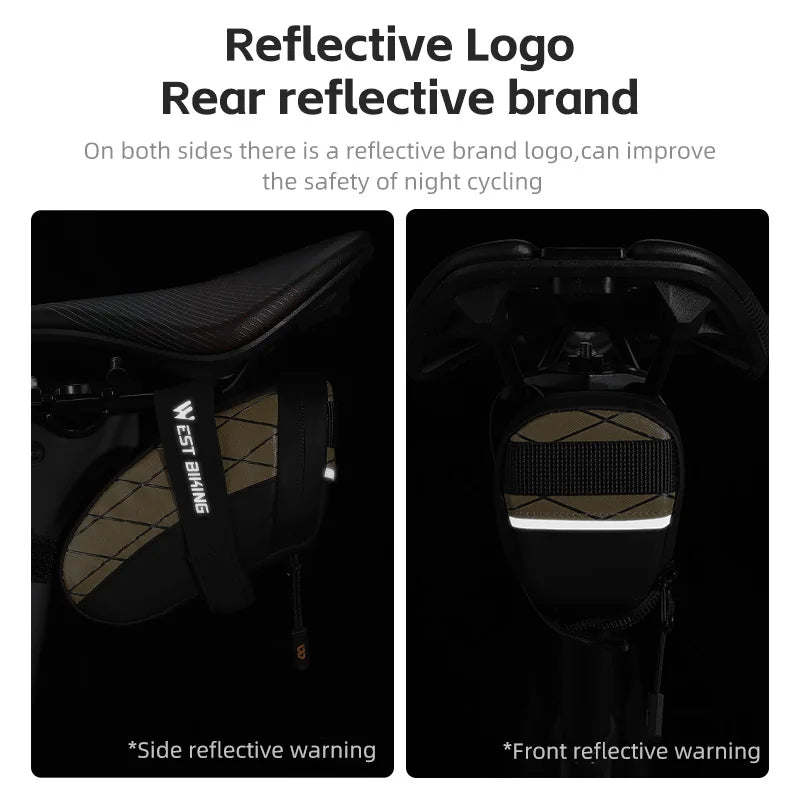 NEW Arrivals Mini Bicycle Saddle Bag Waterproof Storage Tail Rear Pouch Accessory Kit Tool Reflective MTB Road Bicycle Bag Accessories Sports Supplies