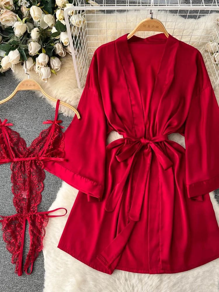 Women's Hollow Combination Bodysuit Slim Fit Erotic Mesh Lace Jumpsuit Bodysuit Sexy Fashion Pajamas