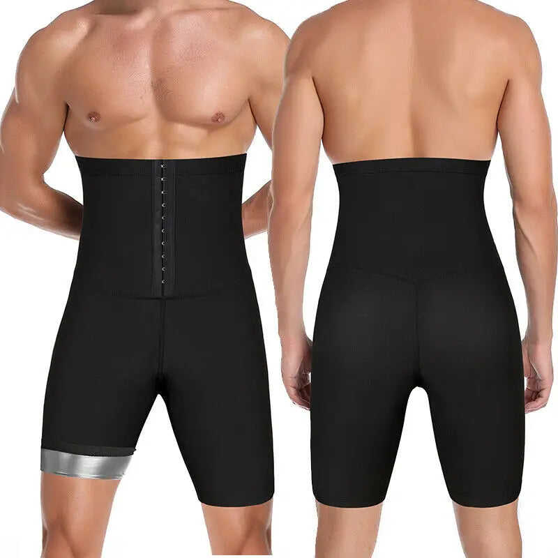 NEW Arrivals S-5XL(100Kg+) Plus Size Slimming Body Shaper Men Tummy Control Shorts Lose Weight Thermal Sauna Sweat Half Pants Burns Fat Abdomen Reducer Fitness Sports Apparel Supplies