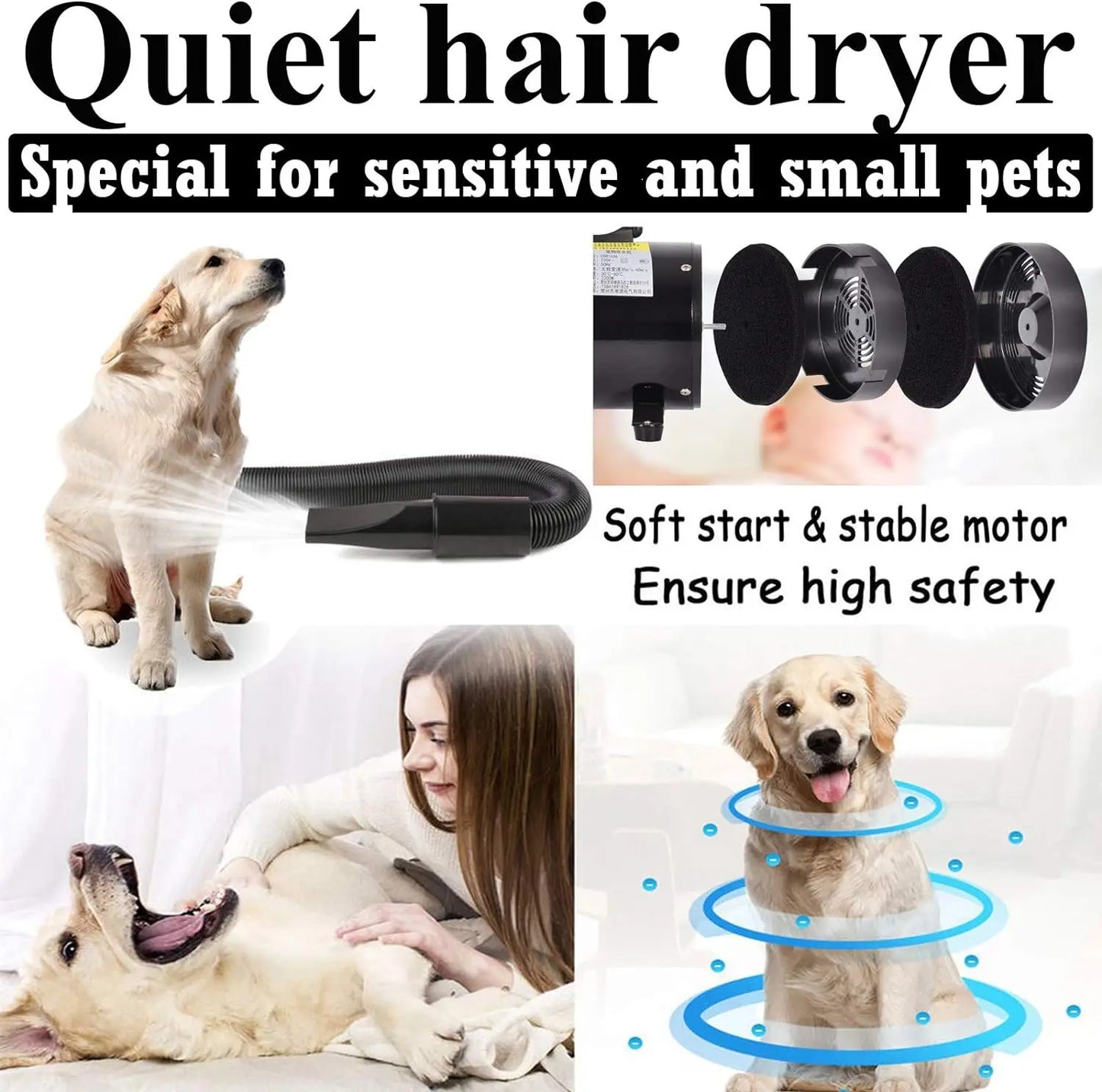 Dogs Pets Power Dryer, Portable Blower & Blaster Pet Dog Grooming Dryer- Dry and Dust also for Motorcycle Bikes Car Vehicles