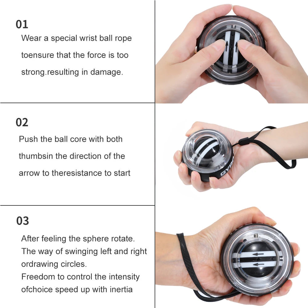 NEW Self-Starting Wrist Gyro Ball Power Trainer Ball Wrist Strengthening Device Forearm Exerciser Strengthen Arms Fingers Muscles Sports Accessories