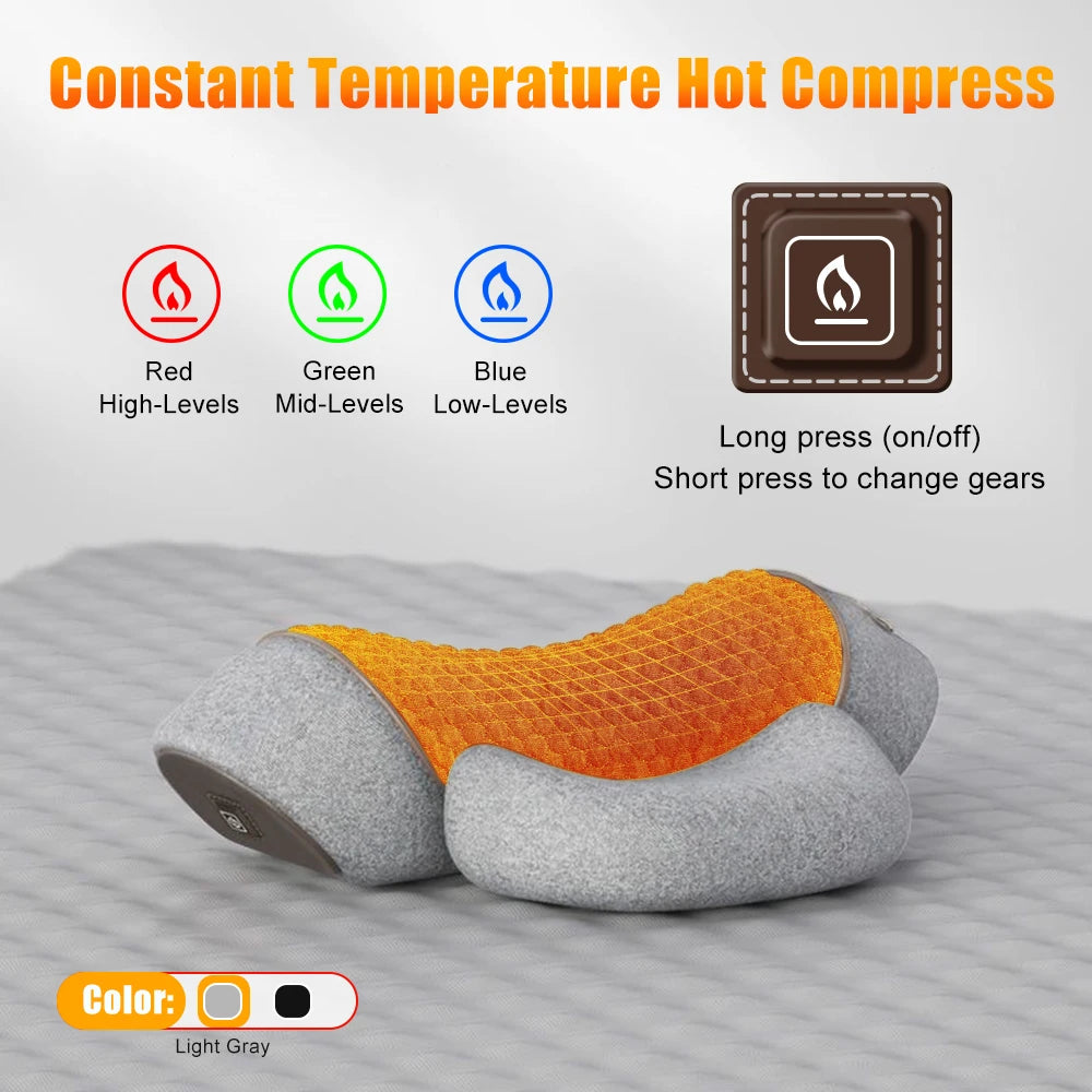 NEW Arrivals 3 Function Electric Neck Massager Cervical Pillow Hot Compress Vibration Massage Neck Traction Relax Pillow Spine Support Massager Pillow