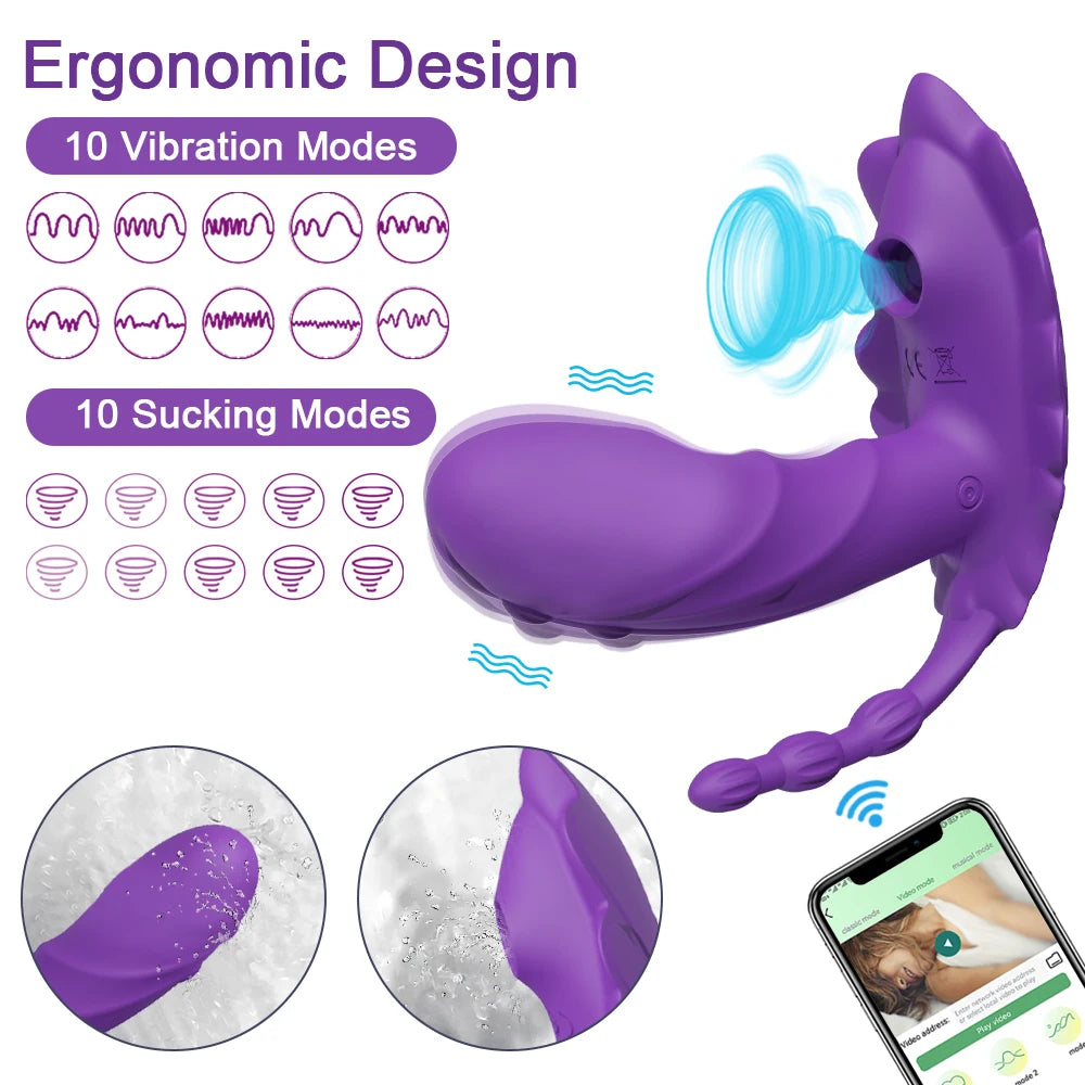 Bluetooth APP Control Vibrator for Women 3 in 1 Clitoris Stimulator G Spot Massager Wearable Adult Goods Sex Toy for Couple