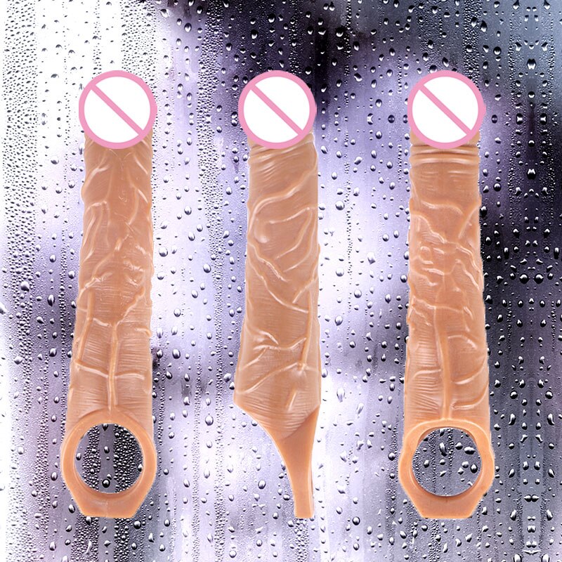 Vibrating Penis Sleeve Sex tool for Men Couple Penis Extender Cover Reusable Special Condom Cock Erotic Products for Adult Men
