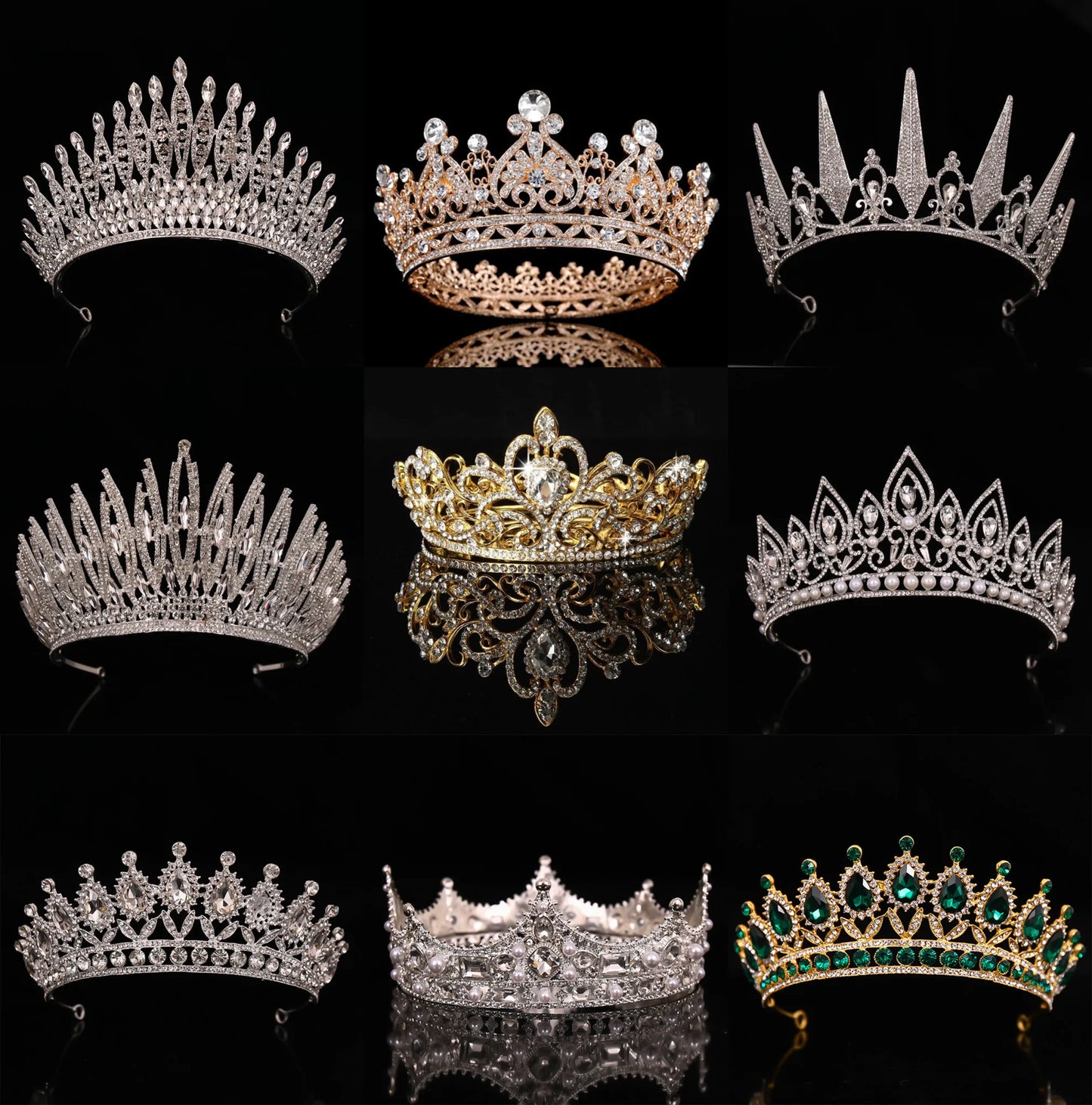 Low-Price Sales are Limited Luxury Wedding Crown Gold Silver Color Rhinestone Crystal Diadem Queen Crown Princess Tiaras Bridal Hair Jewelry Party Hair Accessories Girls Ladies Luxury Jewelry Fashion Accessories Supplies