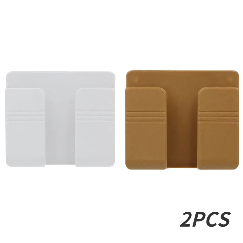 NEW 4PCS Set White/Brown Color Multifunction Punch Free Wall Mounted Storage Box Organizer TV Remote Control Mounted Mobile Phone Plug Charging Holder Bathroom Home