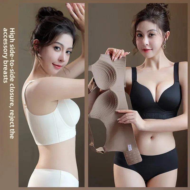 NEW Arrivals 5 Colors Adjustable Large Breast Appears Small Chest Underwear Women's Anti-Sagging Side Breast Elimination Seamless Plus Size Thin Bra Ladies Top Quality Underwear Bras
