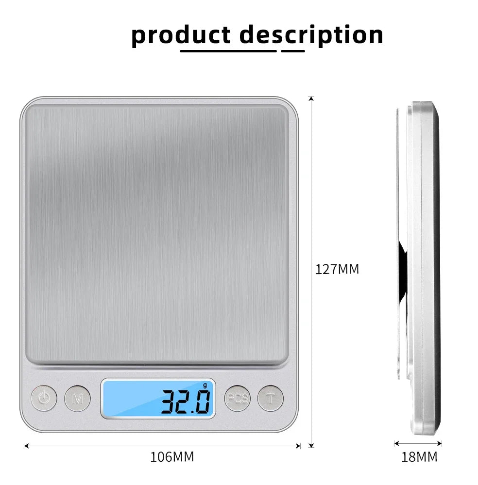 3Kg/500G 0.01g Electronic Digital Kitchen Scale Precision Scales Jewelry Weighing For Food Diet Postal LCD Electronic Balance Measuring Kitchen Food Supplies Home Devices Products 