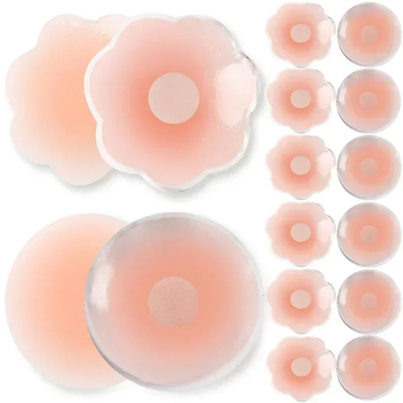 NEW Arrivals 50-100PCS Set High Quality Medical Silicone Nipple Cover Reusable Women Bra Sticker Breast Petal Strapless Lift Up Bra Invisible Boob Push-Up Pads Chest Pasties Intimates Ladies Underwear Accessories