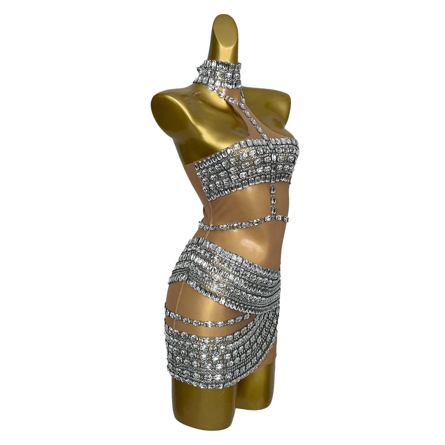 Low-Price Sales are Limited NEW Arrivals Sparkly Diamonds Mini Dress for Women Sexy Evening Nightclub Party Celebrate Birthday Dress Photo Shoot Performance Stage Wear