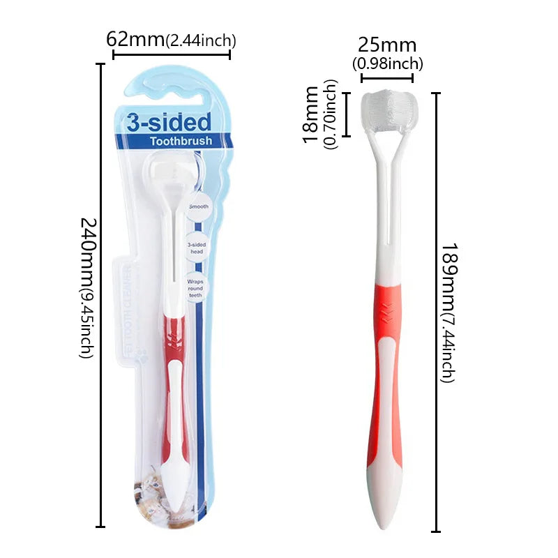 NEW 3 Sided Soft Dog Teeth Brush Head Toothbrush Oral Health Teddy Cleaning Dog Cat Brush Bad Breath Teeth Care Tool Cleaning Mouth Pets Hygiene Supplies