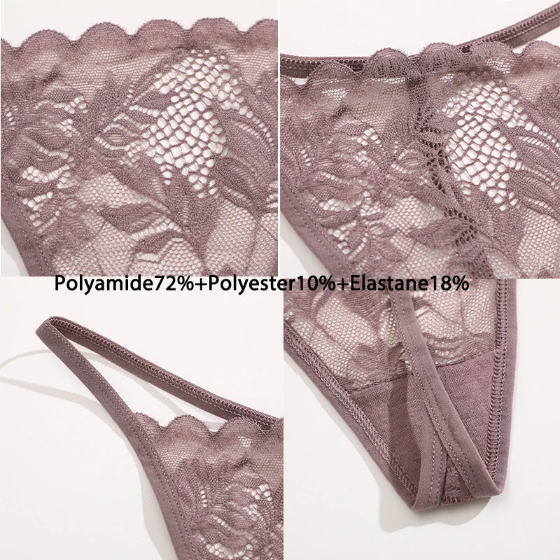 NEW S-XL 6Pcs/Set Lace Thong For Women Low Rise Soft Intimates Lingerie Sexy Lace Panties Color Ladies Comfortable Underpants Girls Panty