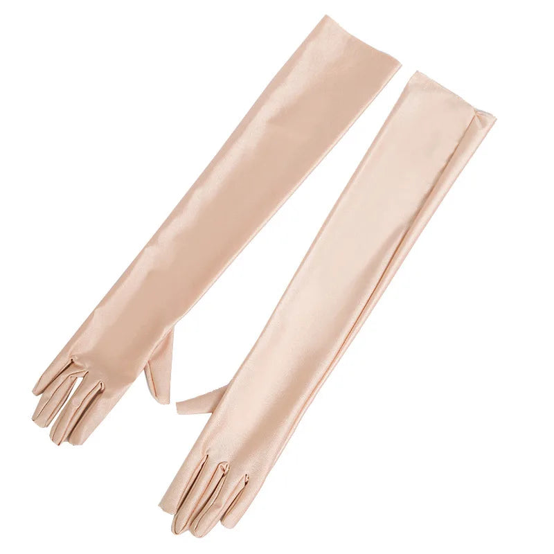 NEW Luxury Opera Satin Gloves Elegant Purple Red Black White Bridal Party Gloves for Wedding Prom One Size Fashion Stretch Women purple Gloves Girls Ladies Luxury Fashion Apparel Accessories Clothing Supplies