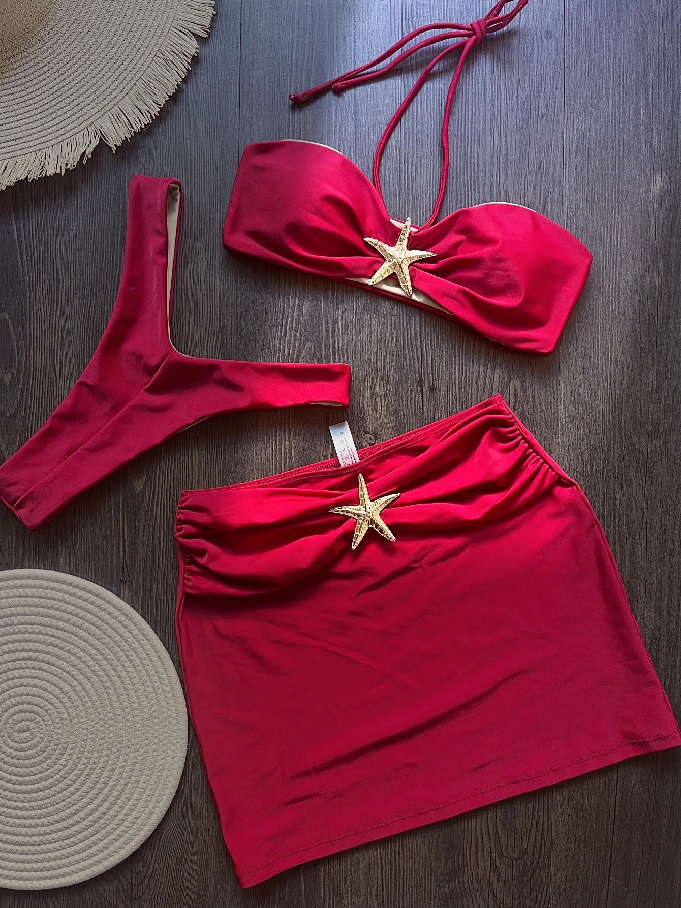 NEW Arrivals 3 PCS Set UK Size 5 Colors Sexy Bikini Set Push Up Bikini 2025 Sexy Women Swimsuit Shiny Skirt Female Swimwear Brazil Tangas G-String Bathing Suit Beachwear Cover Ups Set