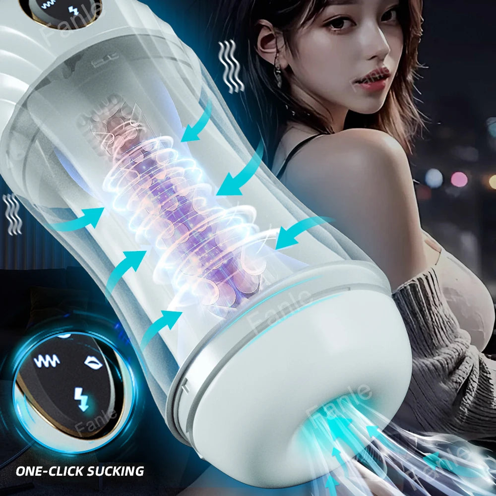 Male Masturbator Toys Automatic Sucking Masturbation Cup For Men Deep Throat Oral Vagina Suction Blowjob Vibrating Sex Machine