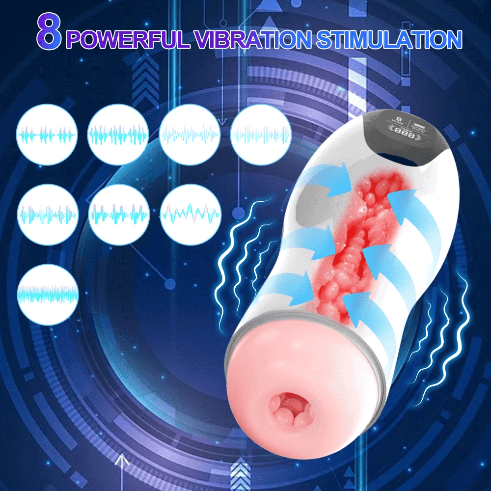 Adult Automatic Male Masturbator Cup Vibration Blowjob Real Vagina Pocket Pussy Penis Oral Sex Machine Toys for Man Adults 18+