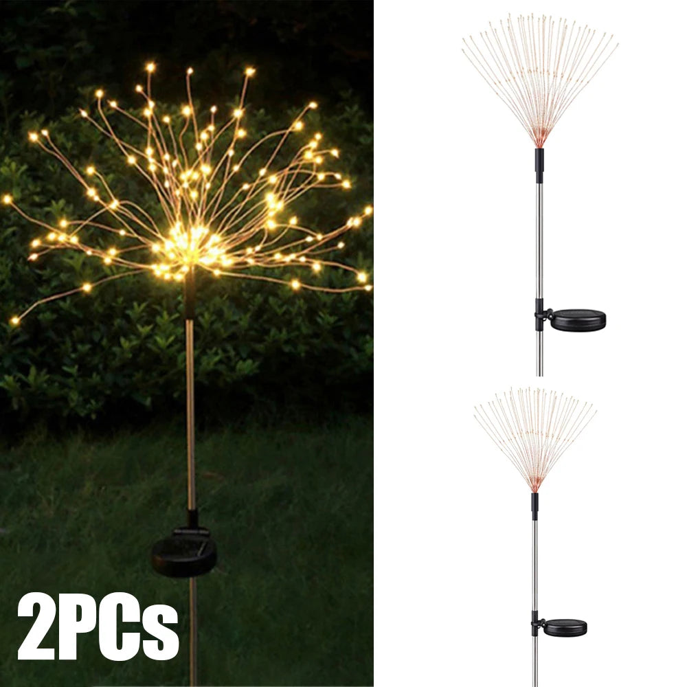 NEW 8PCS Set 200 LED Solar Firework Light Waterproof Outdoor 8 Lighting Modes Fairy String Light Christmas Lawn Lamp Garden Decoration